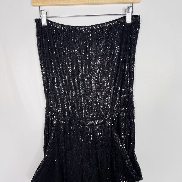 Michael Michael Kors XSmall Black Sequin Strapless Jumpsuit Cocktail NYE Party - Picture 3 of 14